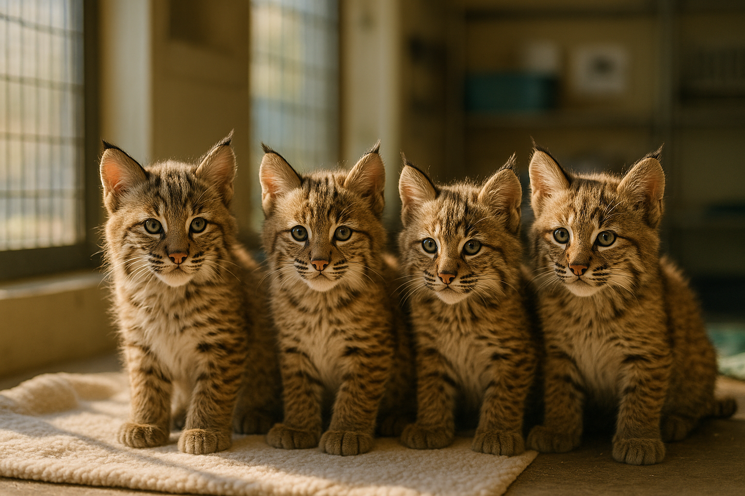 Τέσσερα μικρά bobcats βρίσκουν μαζί φροντίδα και ελπίδα