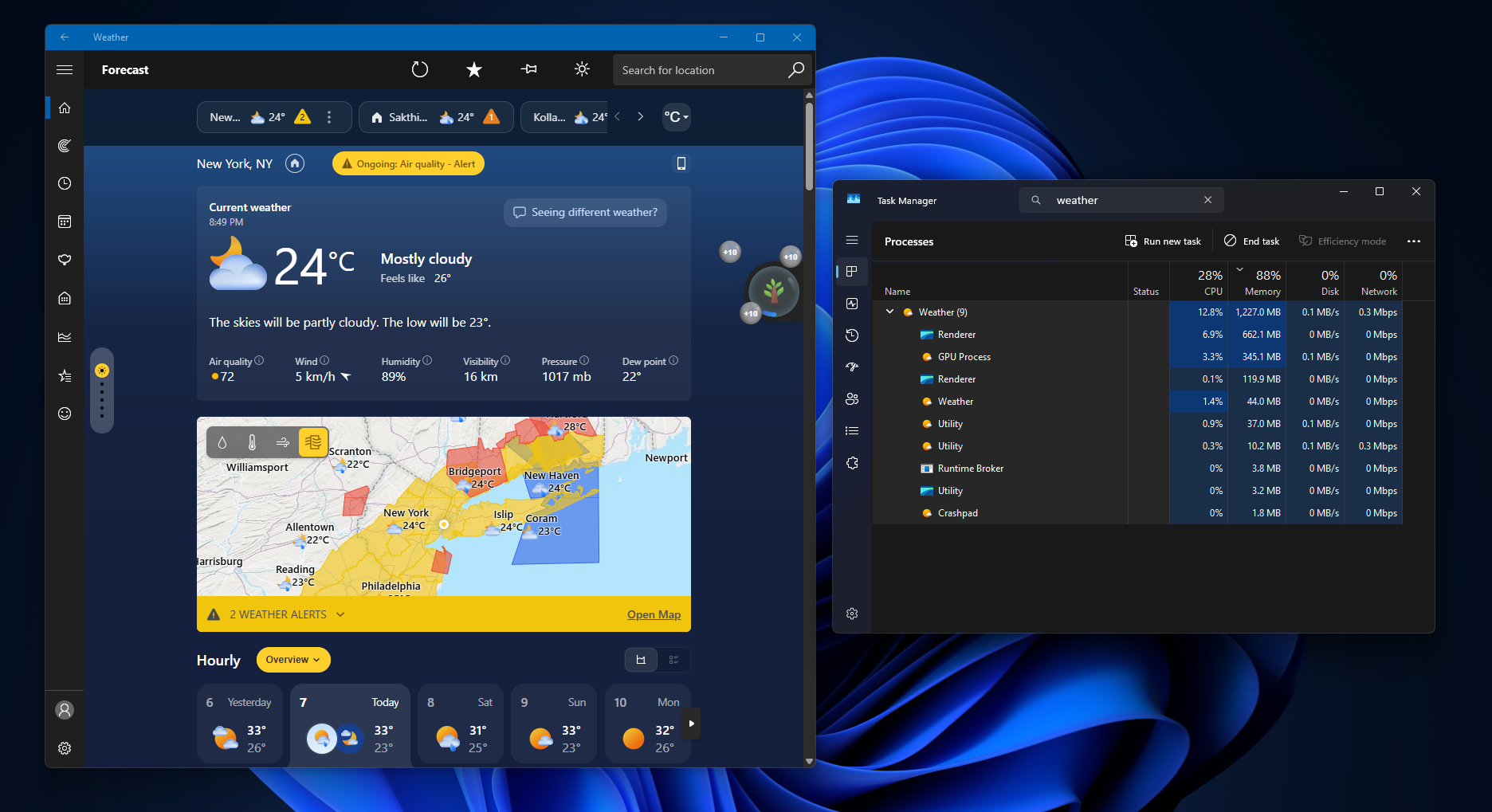 Windows 11 Weather: χρήση RAM πάνω από 1,2GB και διαφημίσεις