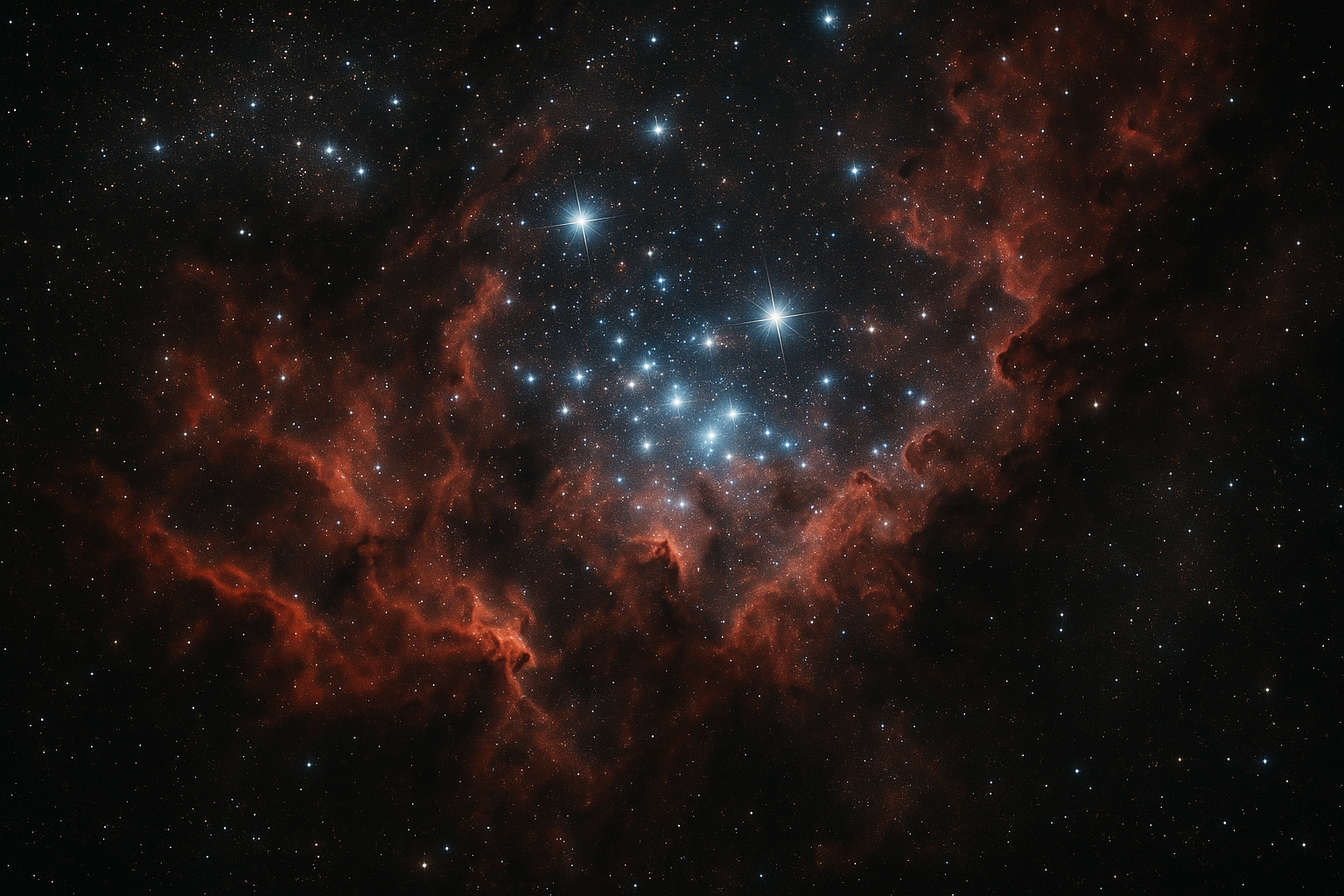 Το Hubble κατέγραψε ένα πορφυρό αστρικό λίκνο που λάμπει με μπλε και λευκά άστρα