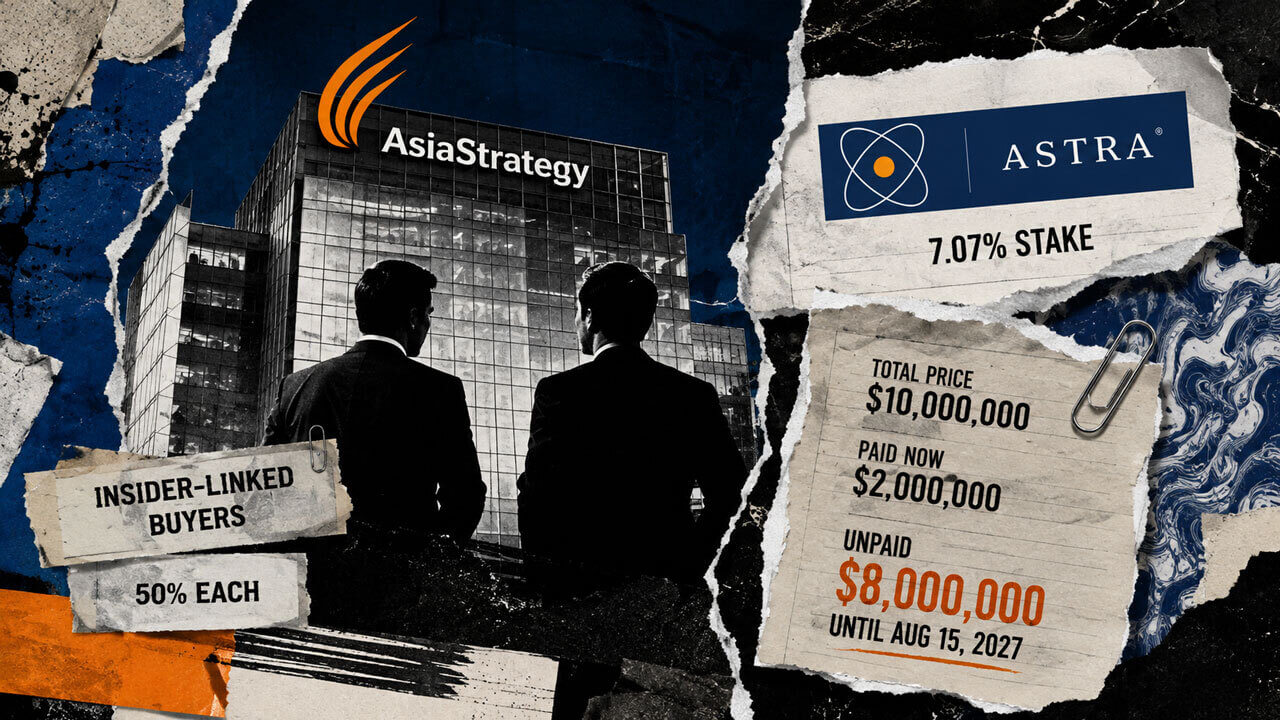 Νέα συμφωνία AsiaStrategy: 7,07% της Astra περνά σε συνδεδεμένους αγοραστές